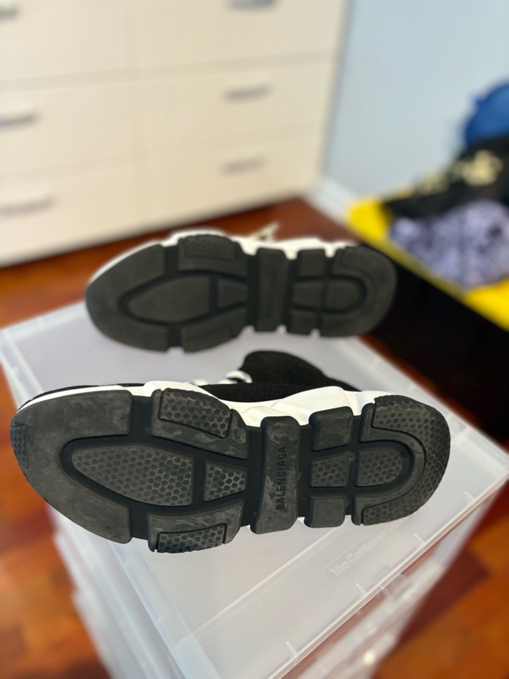 Balenciaga Black Knit Sock Sneakers with White Contrasting Sole - Picture 2 of 2